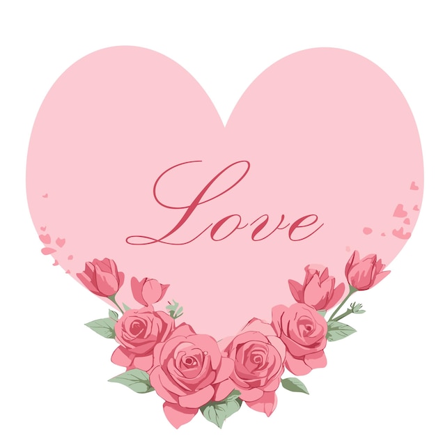 Heart with beautiful flowers clipart