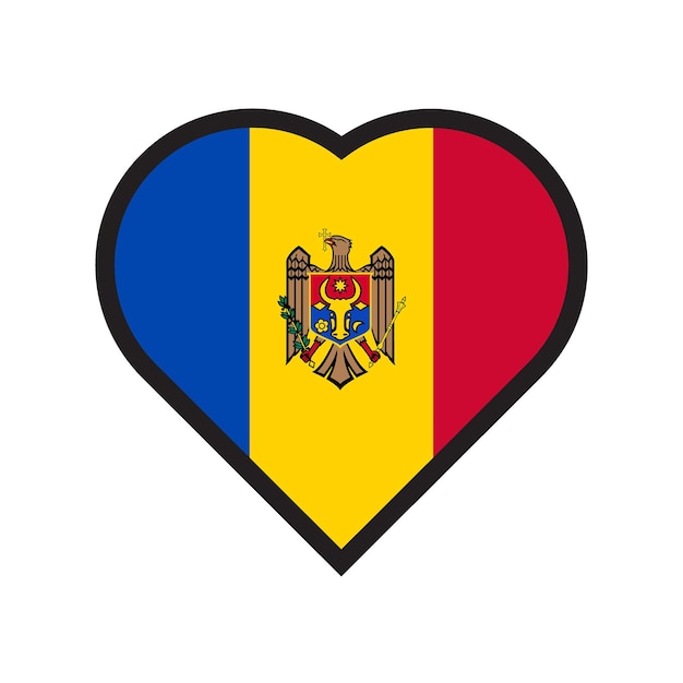 Vector a heart with a blue and yellow flag inside it