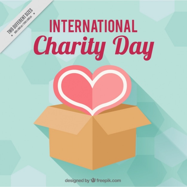 Vettore cuore con una scatola per giornata internazionale della carità