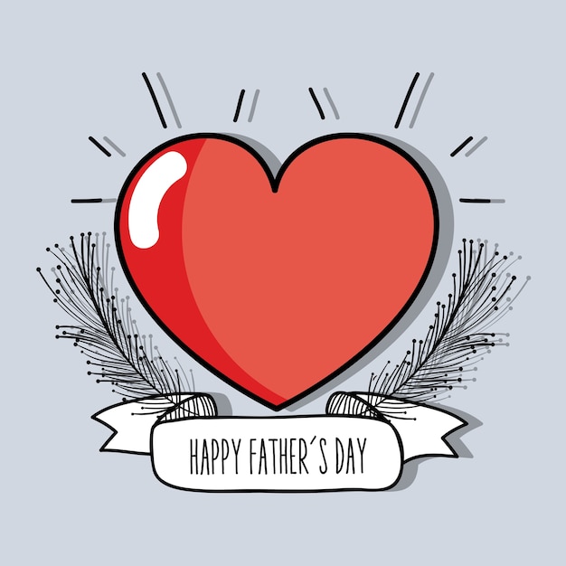 Vector heart with branch and ribbon to father day celebration