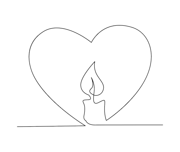 A heart with a candle and a candle