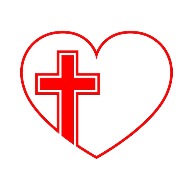 Vector heart with christian cross vector illustration