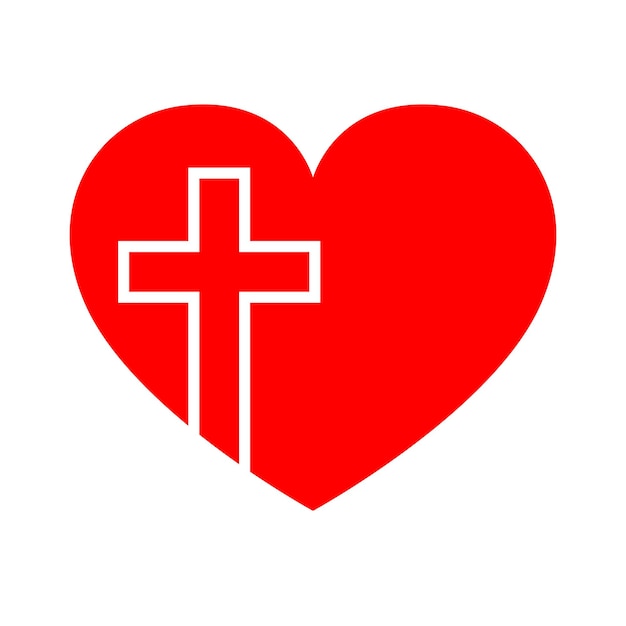 Vector heart with christian cross vector illustration