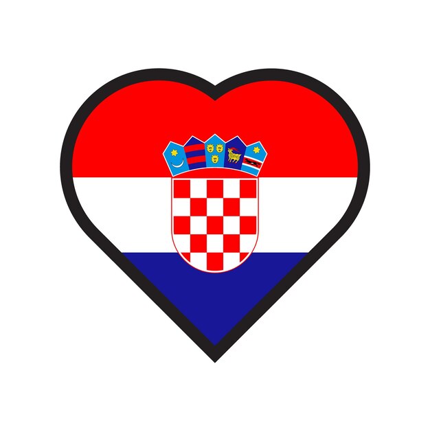 Vector a heart with the colors of croatia and the word croatia on it