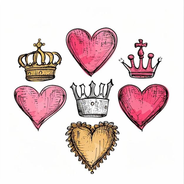 Сердце с короной Вектор