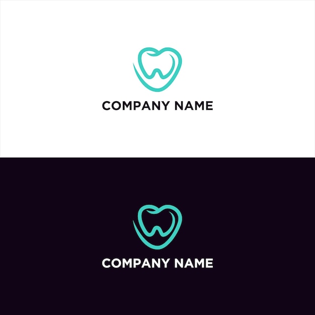 Cuore con ispirazione per il design del logo dentale