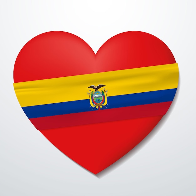 Vector heart with ecuador flag