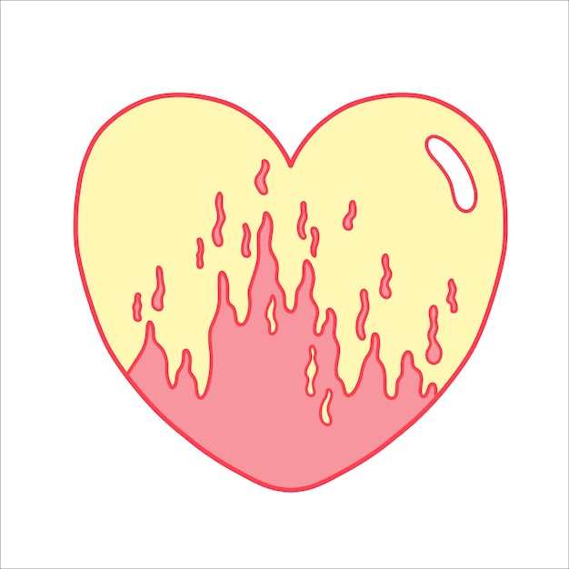 Vector heart with fire y2k vector illustration