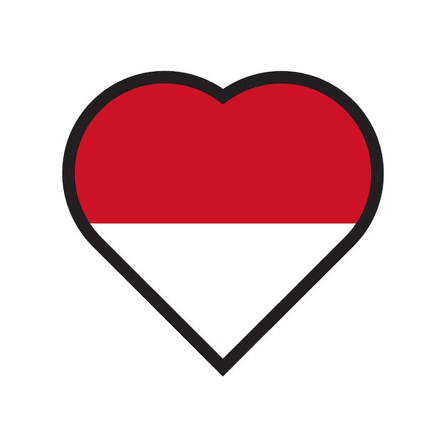 Vector a heart with the flag of indonesia