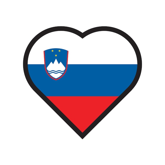 Vettore un cuore con la bandiera della slovenia