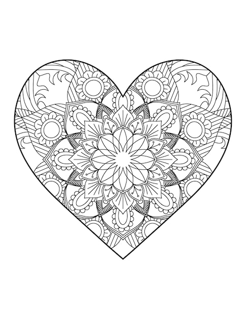 꽃 만다라와 심장입니다. 심장 Mandala.Love.Ornamental 심장 mandala.Mehndi 꽃 마음입니다.