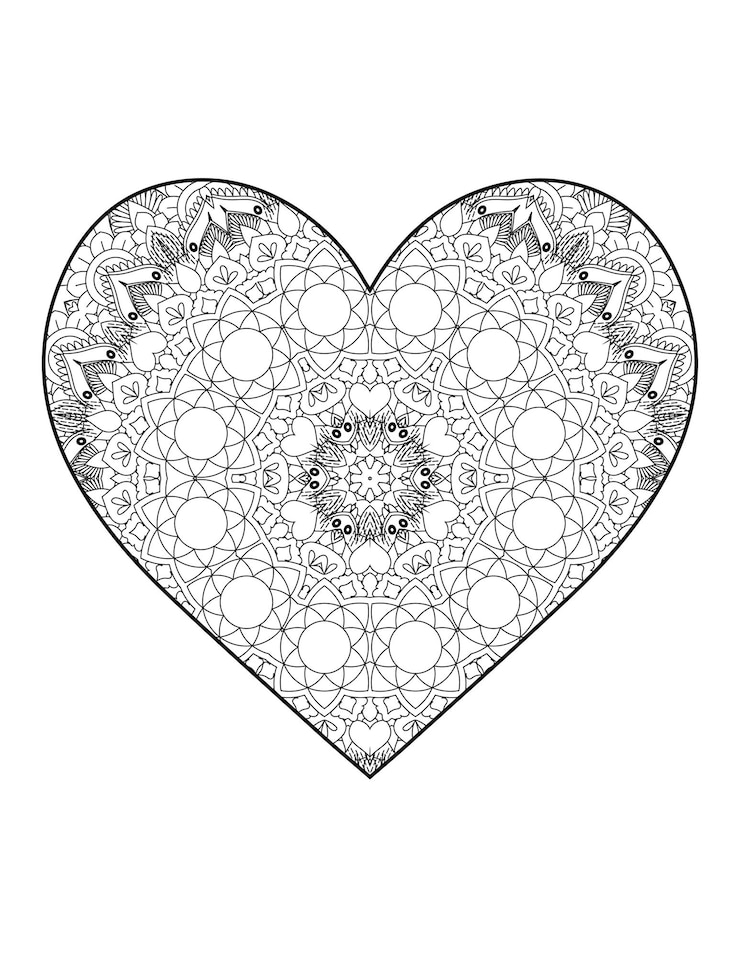 꽃 만다라와 심장입니다. 심장 Mandala.Love.Ornamental 심장 mandala.Mehndi 꽃 마음입니다.