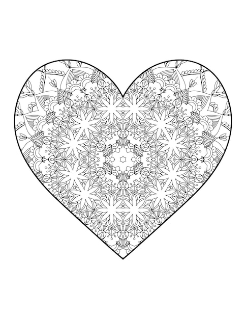 Heart with floral mandala. Heart Mandala.Love.Ornamental heart with mandala.Mehndi flower heart.