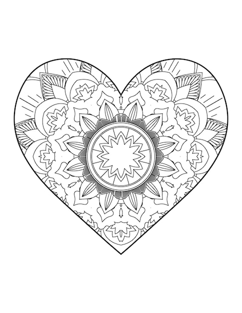 Heart with floral mandala. Heart Mandala.Love.Ornamental heart with mandala.Mehndi flower heart.