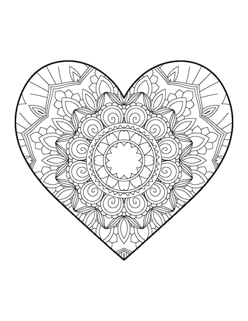 꽃 만다라와 심장입니다. 심장 Mandala.Love.Ornamental 심장 mandala.Mehndi 꽃 마음입니다.