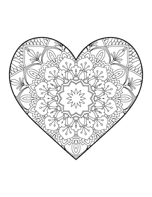 Heart with floral mandala. Heart Mandala.Love.Ornamental heart with mandala.Mehndi flower heart.