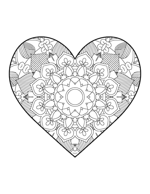 Heart with floral mandala. Heart Mandala.Love.Ornamental heart with mandala.Mehndi flower heart.