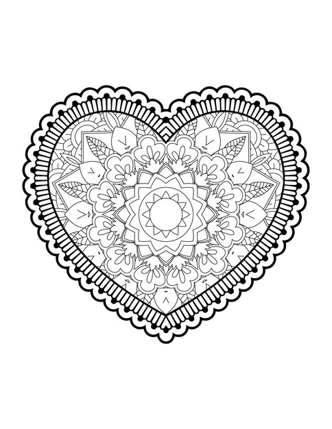 Heart with floral mandala. Heart Mandala.Love.Ornamental heart with mandala.Mehndi flower heart.