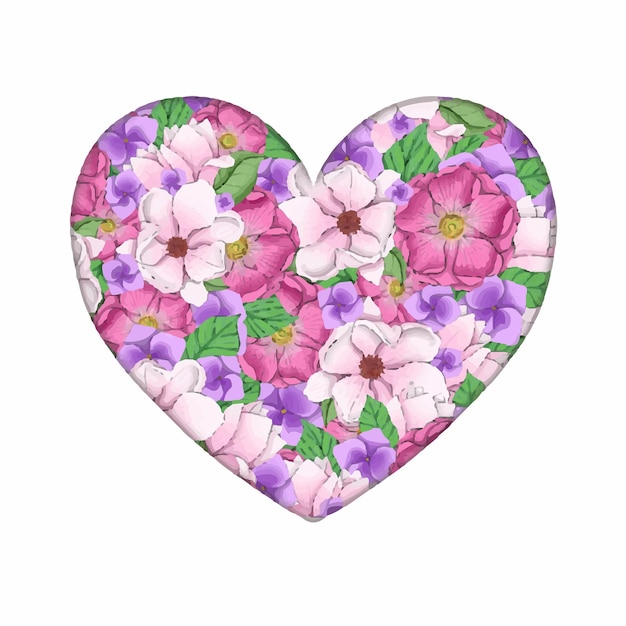 Heart with flowers inside vector illustration