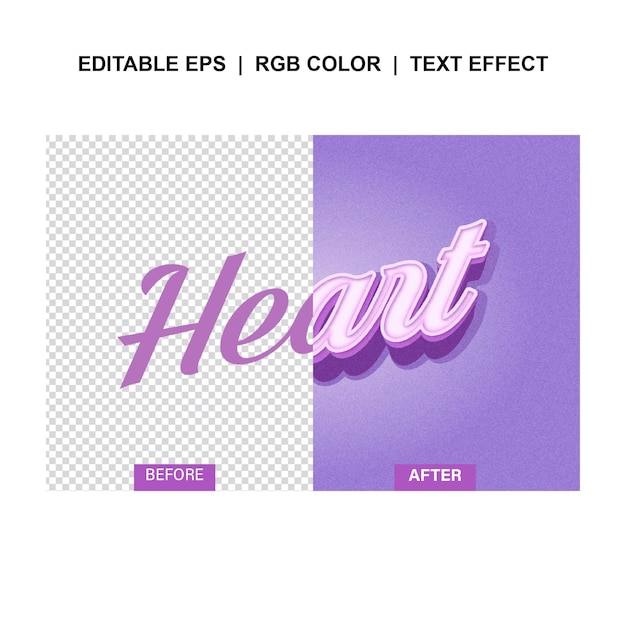 Vector heart with gaussan blur text effect