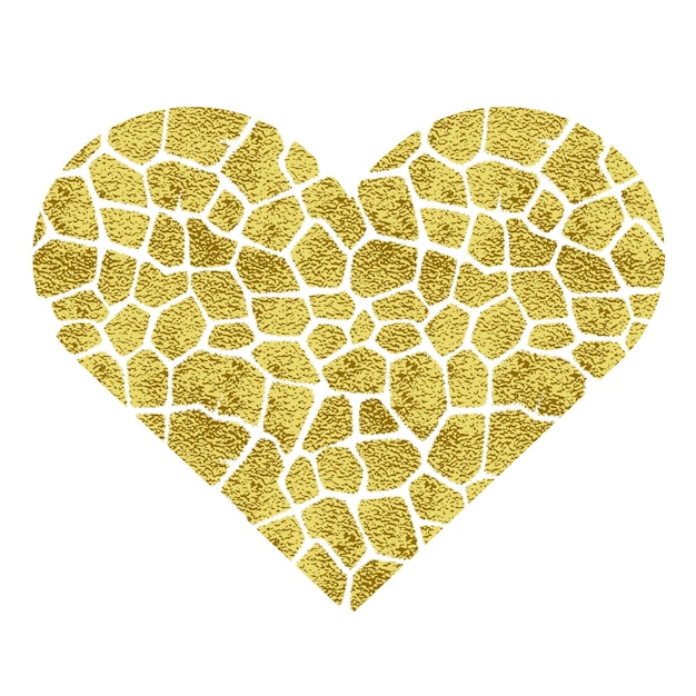 Cuore con macchie di giraffa illustrazione vettoriale in metallo dorato