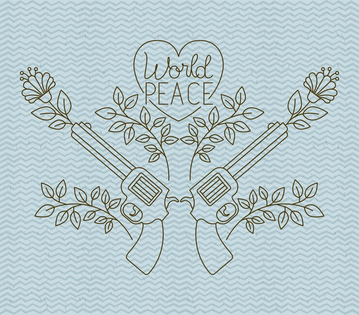 वेक्टर heart with guns peace message vector illustration design