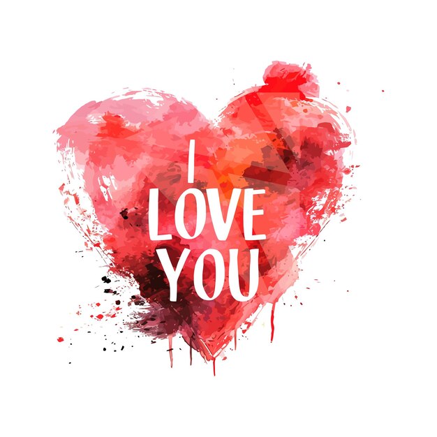 Vector heart with inscriptions i love you valentine day vector illustration design