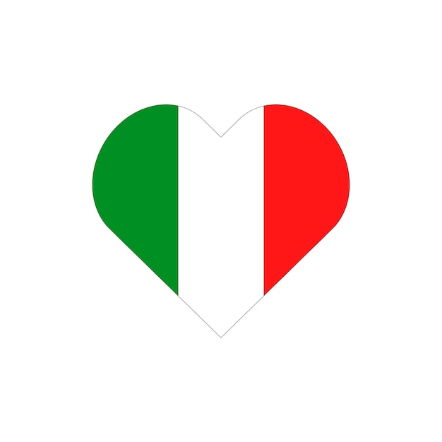 흰색 배경에 고립 된 이탈리아 국기 벡터와 심장