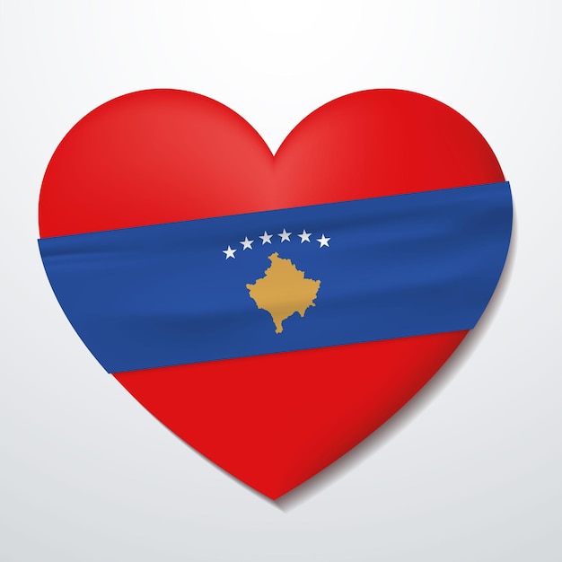 Вектор Сердце с косовским флагом