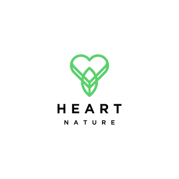 Heart with leaf logo icon design template