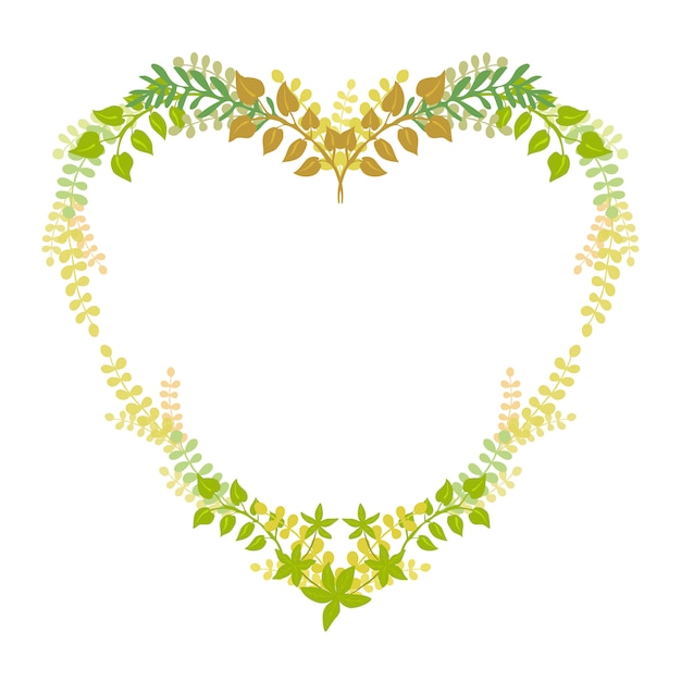 Vector heart with leaves