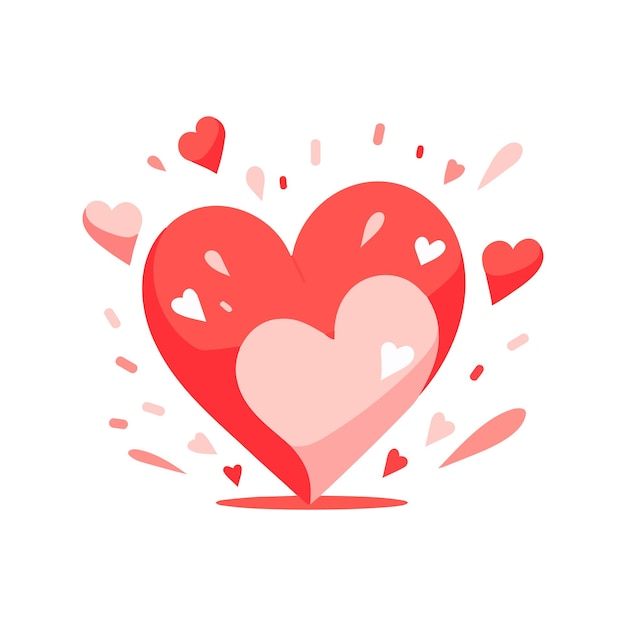 Vector heart with love in flat style isolated on background