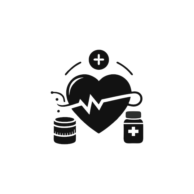 医学的なシンボルが描かれた心臓