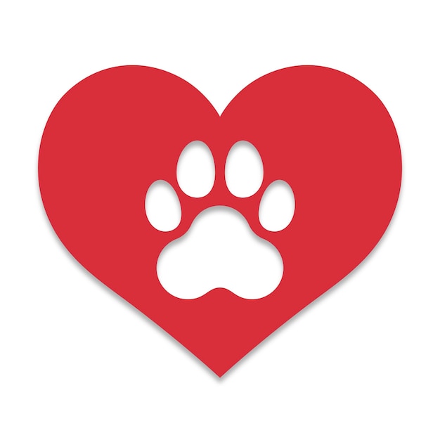 Vector heart with paw print cutout