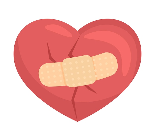 Heart with plaster semi flat color vector object