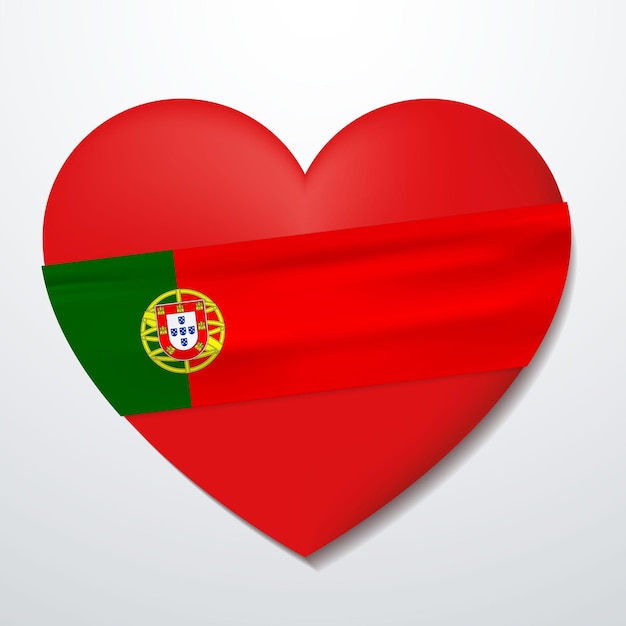 Vector heart with portugal flag