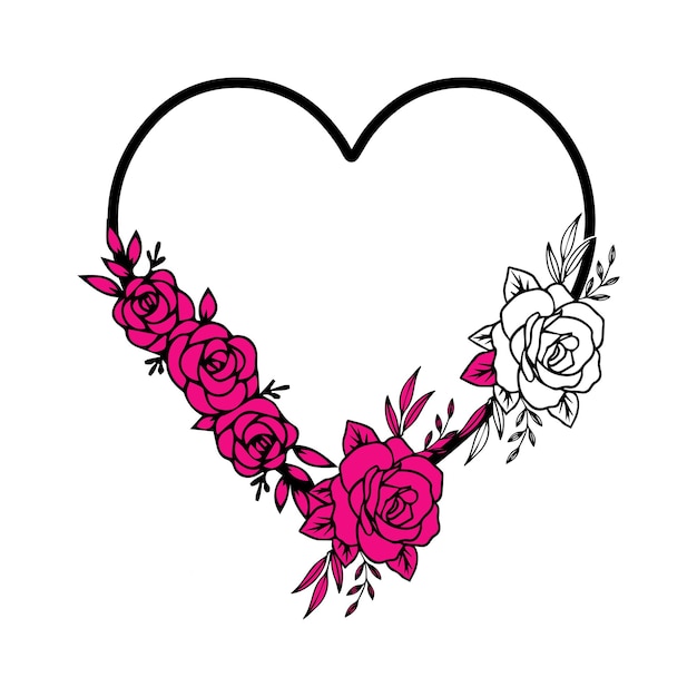 Vector a heart with roses in it and the word love on it