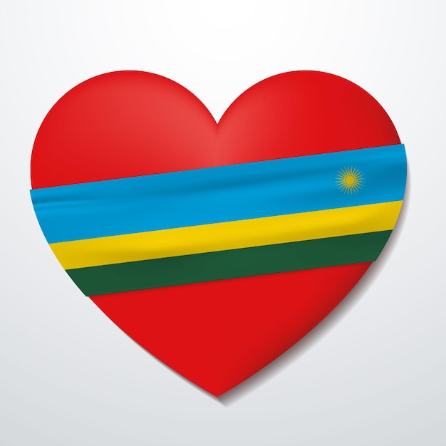Вектор Сердце с флагом руанды