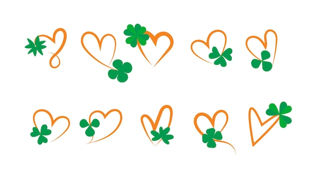 Heart with shamrocks set