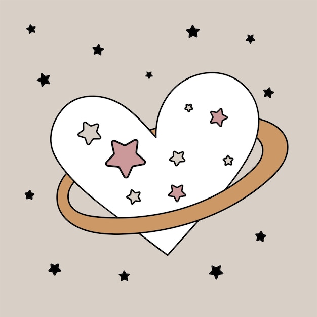 Heart with stars and an orbit