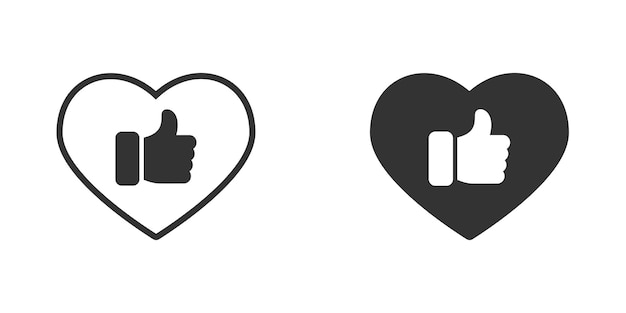 Heart with thumb up icon Vector illustration