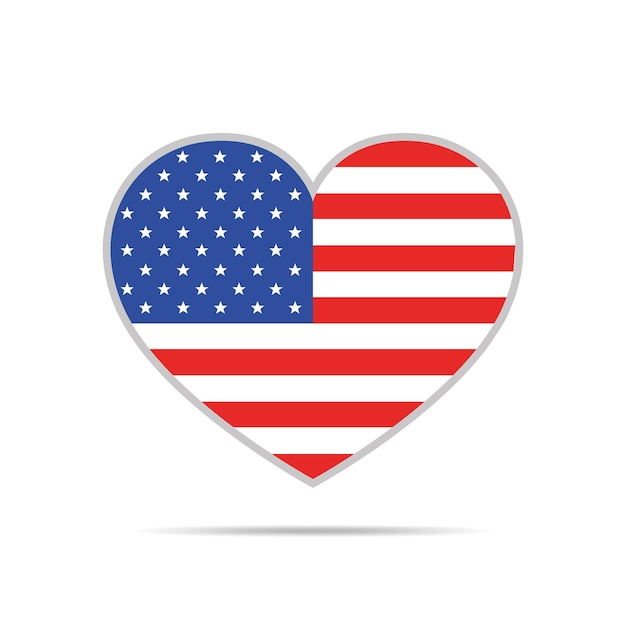 Сердце с векторной иллюстрацией флага США