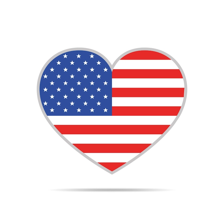 Vector heart with usa flag vector illustration