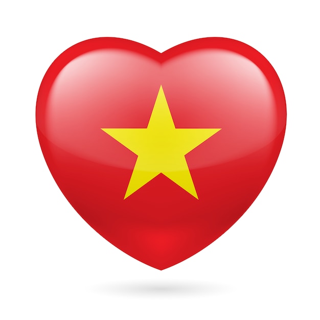 Vector heart with vietnamese flag colors. i love vietnam