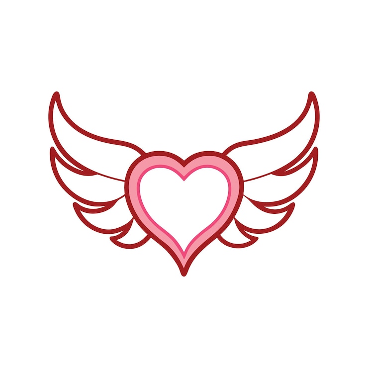 Vector heart with wings cupids wings vector