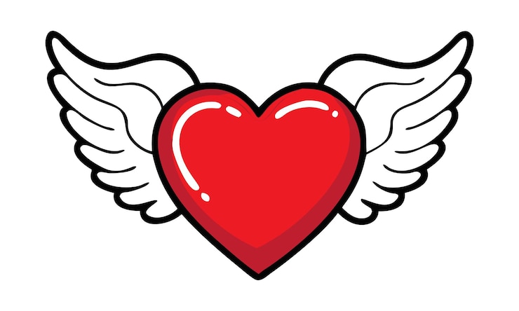 Vector heart with wings
