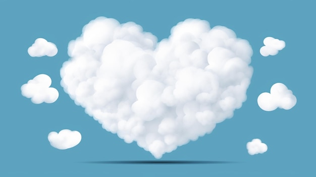 Vector a heart with the words love in the clouds