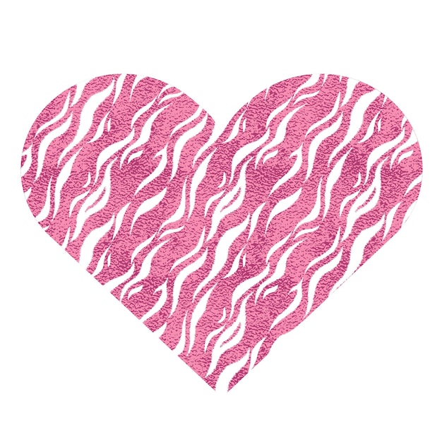 Vector heart with zebra stripes pink metallic vector illustration