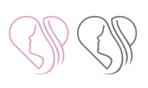 Heart and Woman Face Logo Designs