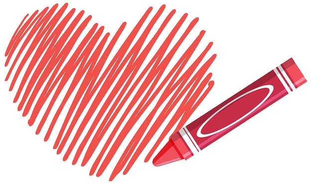 Vector heart written by red crayon